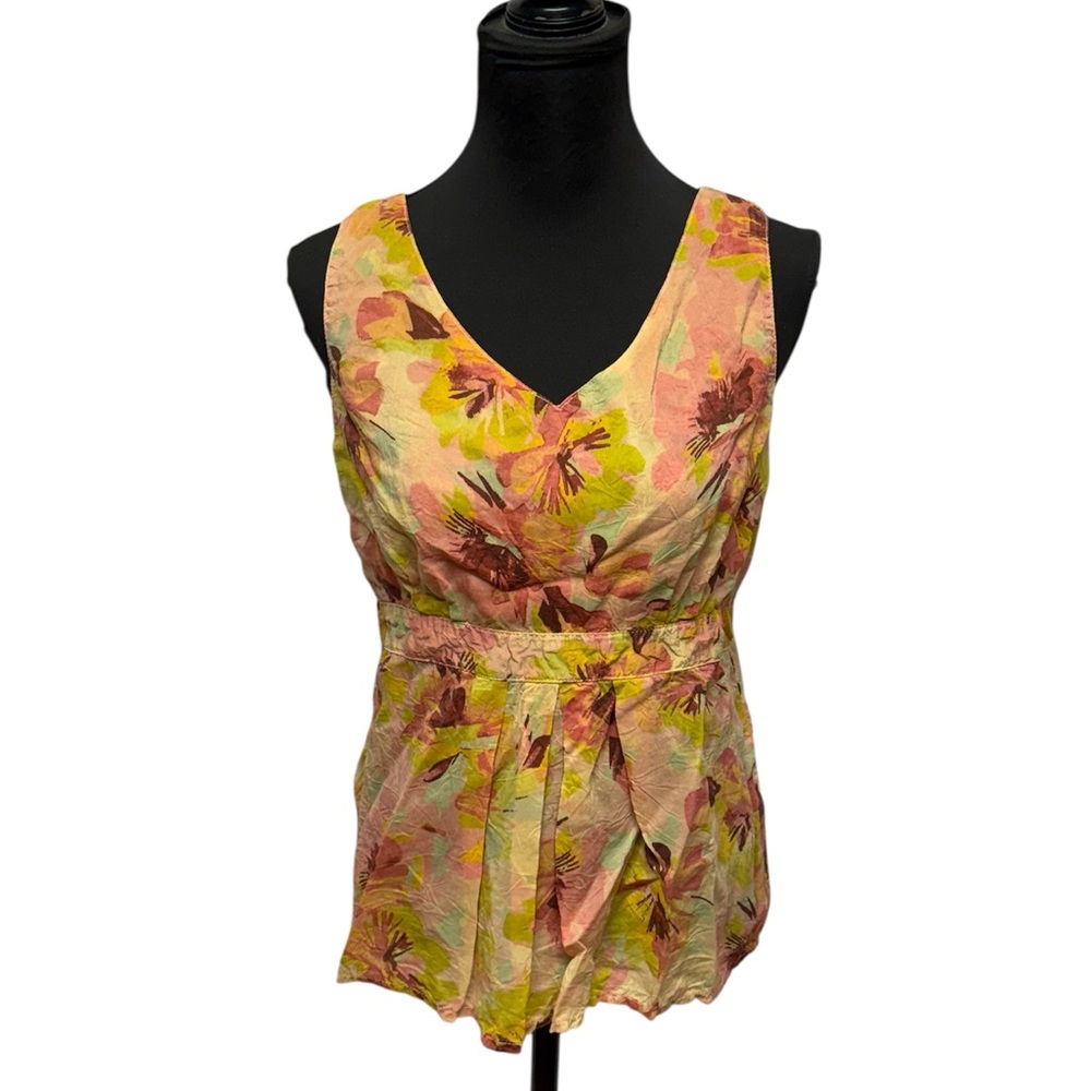 Click by Color Me Cotton Chic Floral Sleeveless Wrap Blouse. Summer Vaca Resort